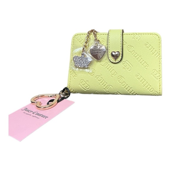 Juicy Couture - NWT - Yellow Wallet with Heart & Crown Charm with Keychain - Picture 1 of 6